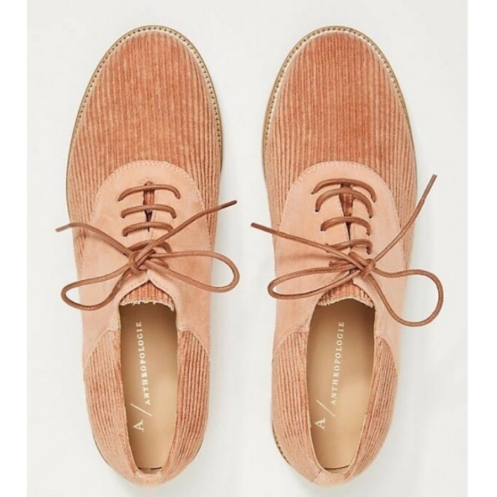 Anthropologie Blush Pink Corduroy Oxford Loafers Spain Sz 39 US 8.5 - Picture 2 of 12